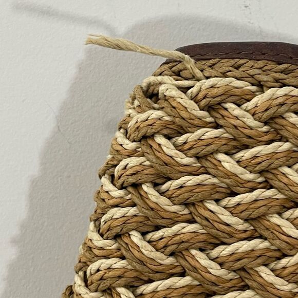 Brighton Rita Woven Macrame Jute Straw Leather Tote‎ Bag Animal Print Lining - Picture 12 of 14